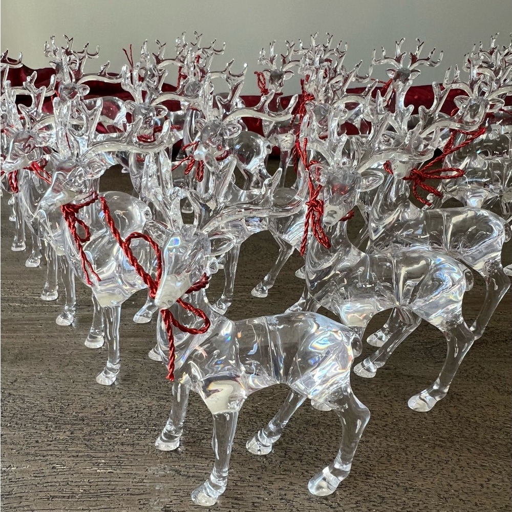 24 NEW Clear Acrylic Christmas Reindeer Holiday Centerpiece Craft Decor